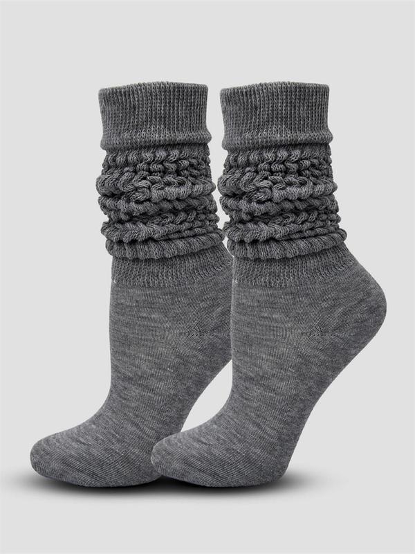 Women's Casual Solid Scrunch Socks, Comfy 1 Pair Stacked Over the Calf Socks for Fall & Winter, Breathable Knit Socks for Women Girls, Fall Wear, Fallfreshness