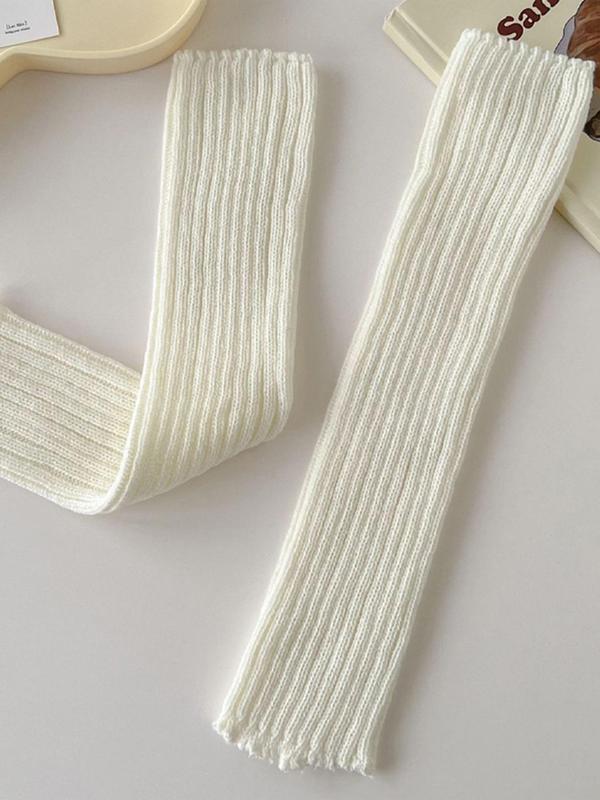 Women's Solid Leg Warmers, Casual Comfy Pile Socks, Knitted Leg Warmers for Fall & Winter Daily Wear