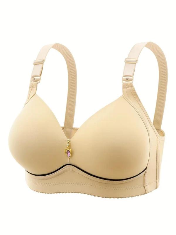 Women's Solid Push Up Bra, Adjustable Strap Comfortable Breathable Bra, Soft Lingerie for All Seasons