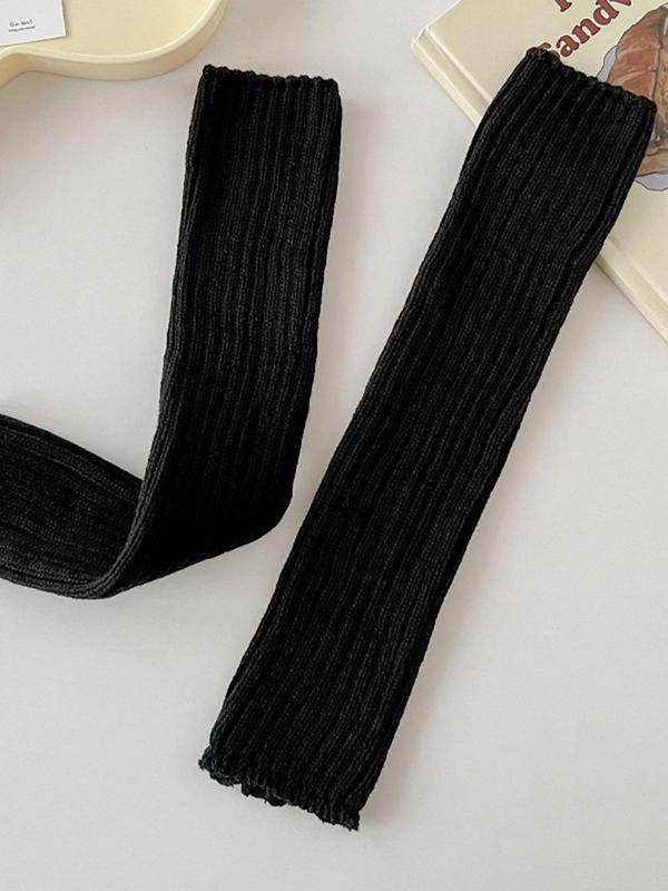 Women's Solid Leg Warmers, Casual Comfy Pile Socks, Knitted Leg Warmers for Fall & Winter Daily Wear