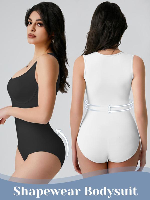 Women's Plain Swan Neck Shapewear Bodysuit, Casual Sleeveless Tank Shaper, Shapewear Tummy Control Fajas Para Mujer, Tummy Control Body Shapewear for Daily Wear, Summer Wear 2024, Bodysuits for Women