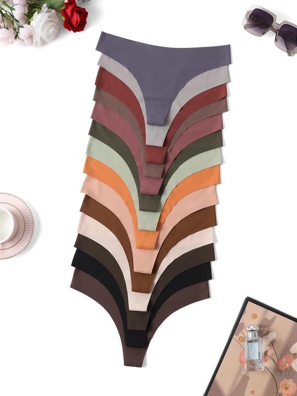 Women's Solid Color Panty, Soft Comfy Breathable Seamless Knicker for Daily Wear, Underwear for All Seasons