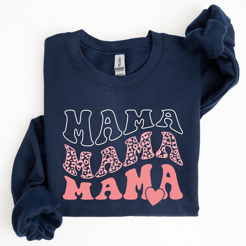 Mama, Leopard, Heart, Mom, Mother's Day Gift Sweatshirt Casual Comfort Womenswear Comfortable Graphic