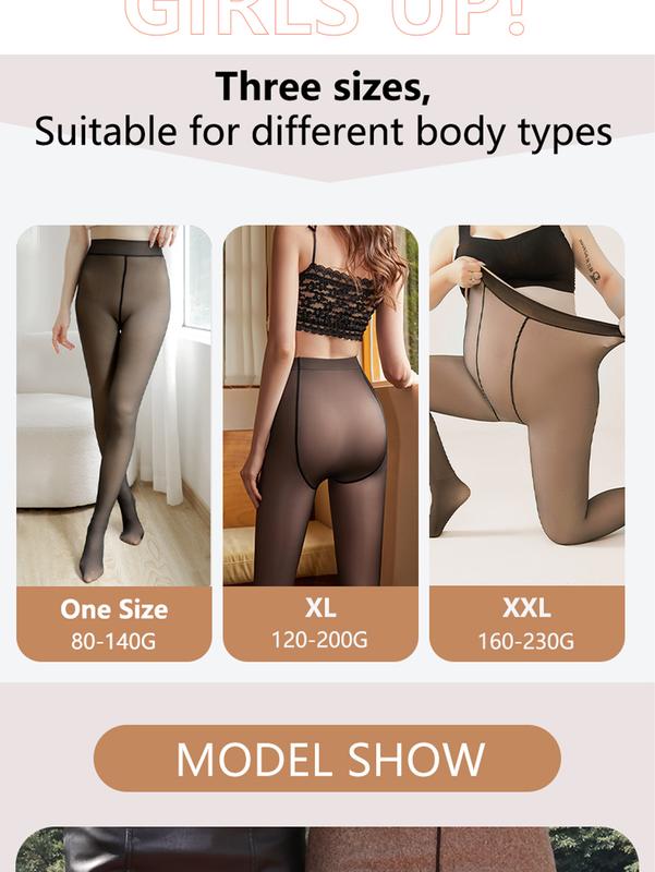 Fleece Lined Tights Women - Fake Translucent Warm Pantyhose Leggings Sheer Thick Tights for Winter,Winter Basic Leggings Thick Semi,Winter Comfort Fleece Tights Available in Plus Size Underwear Womenswear