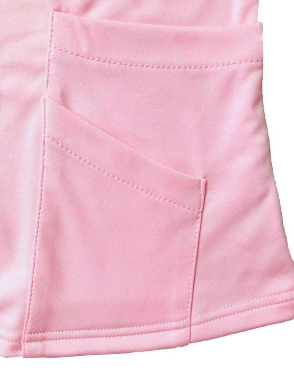 Two-piece Set Women's Solid Patched V Neck Tee & Drawstring Waist Pants Set, Casual Pocket Short Sleeve T-shirt & Elastic Waist Trousers, Ladies Two-piece Outfits for All Seasons