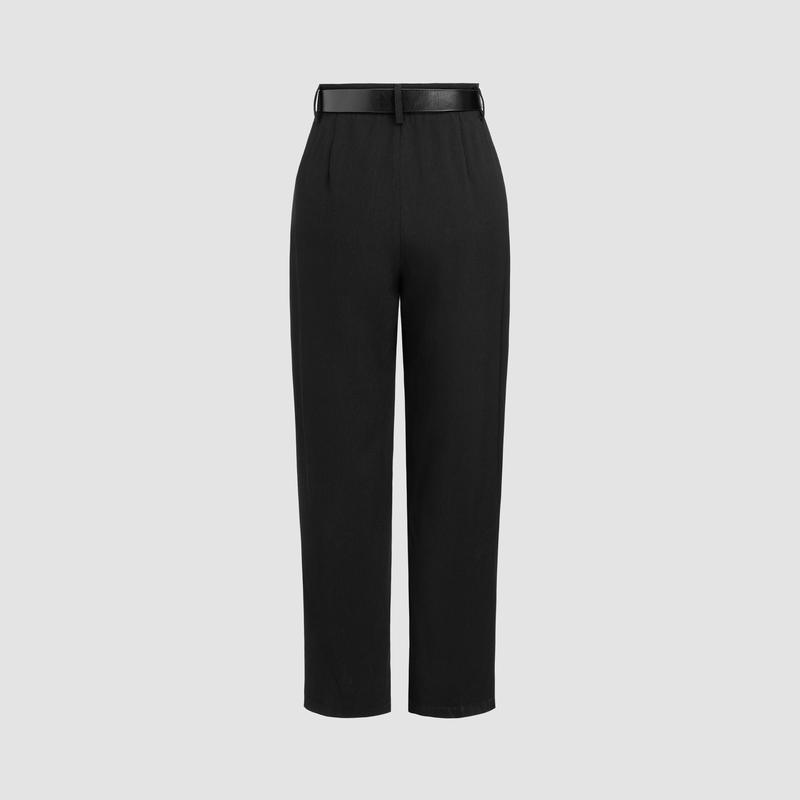 Cider [10 colors, Size 0-26] High Waist Solid Tapered Trousers With Belt