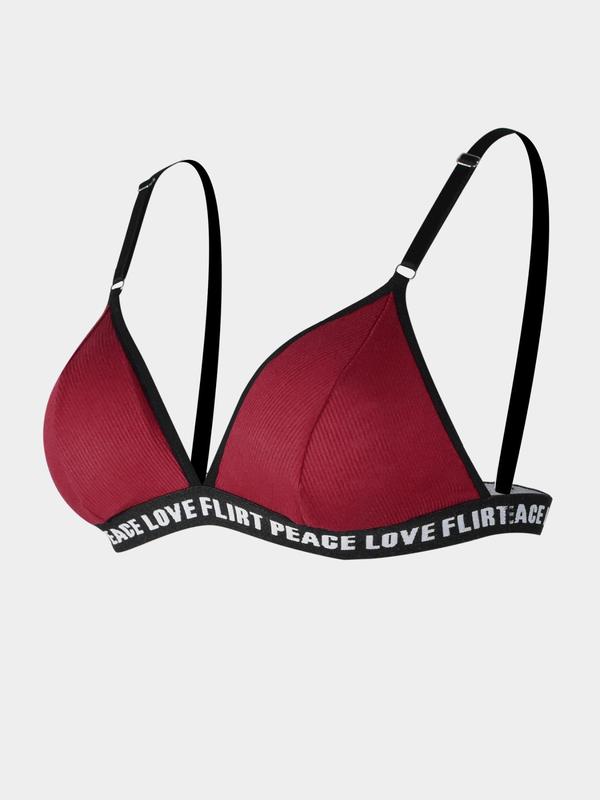 Women's Letter Tape Adjustable Strap Bralette, Soft Comfortable Breathable Wireless Bra, Lingerie for All Seasons