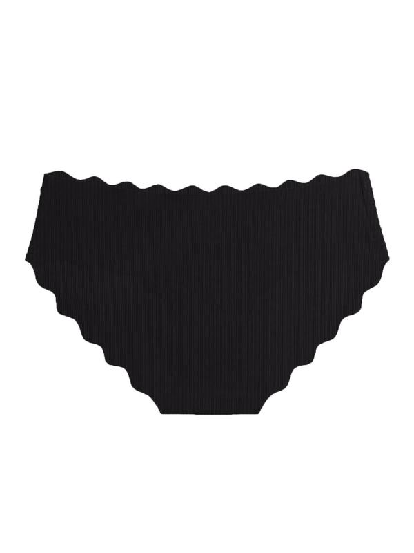Women's 6pcs Minimalist Solid Scallop Trim Seamless Panties, Lady Basic Soft Comfort Seamless Knickers for Daily Wear All Seasons, Womenswear Underwear, Lingerie for Women