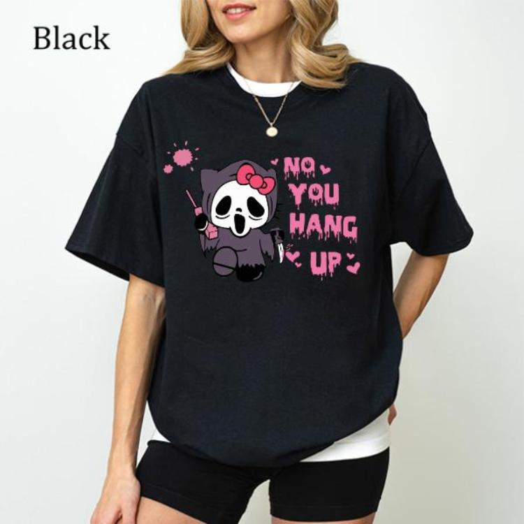 No You Hang Up Kitten Horror Shirt, Ghost Face Sweatshirt, Cute Kittie Halloween Hoodies, Gift For Girlfriends, Unisex Graphic Shirt Gift For Women, For Men
