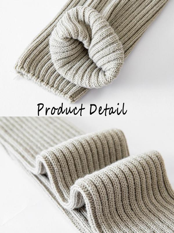 Women's Solid Leg Warmers, Casual Comfy Pile Socks, Knitted Leg Warmers for Fall & Winter Daily Wear