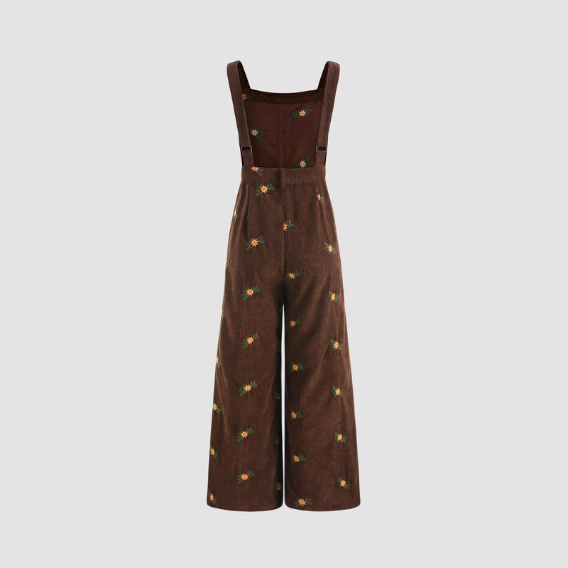 Cider [7 colors, Size 0-26] Ditsy Floral Corduroy Overall Jumpsuit