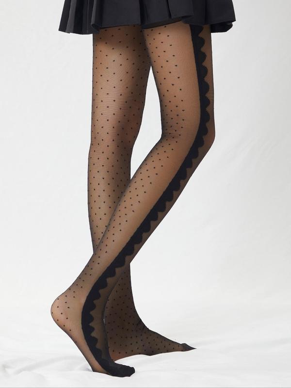 Women's Polka Dot & Heart Print Sheer Stockings, Fashion Casual Comfy Breathable Pantyhose for Daily Wear, Ladies Stockings for All Seasons
