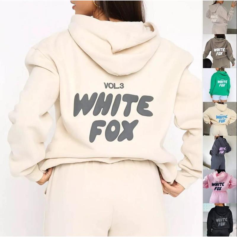 White Fox Boutique Hoodies Tracksuit Set Sweatshirt Womens Pullover, Gift For Him, Gift For Her Casual Cotton