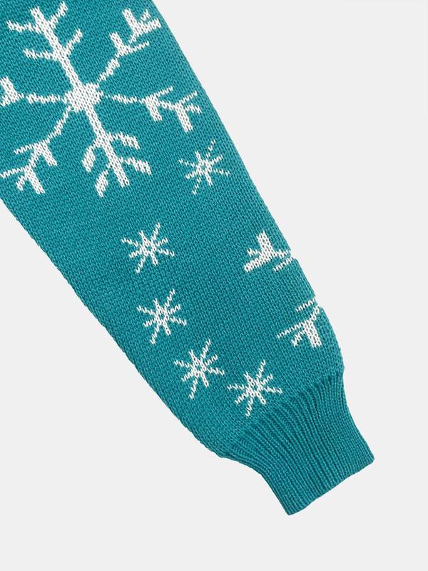 Women's Christmas Snowflake Pattern Drop Shoulder Sweater, Casual Long Sleeve Round Neck Jumper for Fall & Winter, Fashion Ladies' Knitwear for Daily Wear