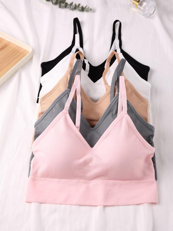 Women's  Plain Adjustable Strap Wireless Bra, Casual Comfortable Breathable Lingerie for Daily Wear, Lingeries for All Seasons