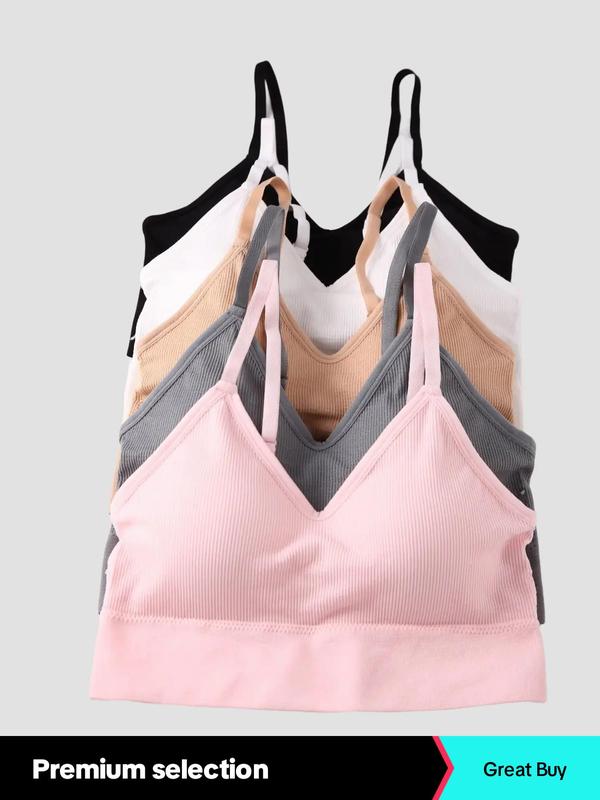 Women's  Plain Adjustable Strap Wireless Bra, Casual Comfortable Breathable Lingerie for Daily Wear, Lingeries for All Seasons