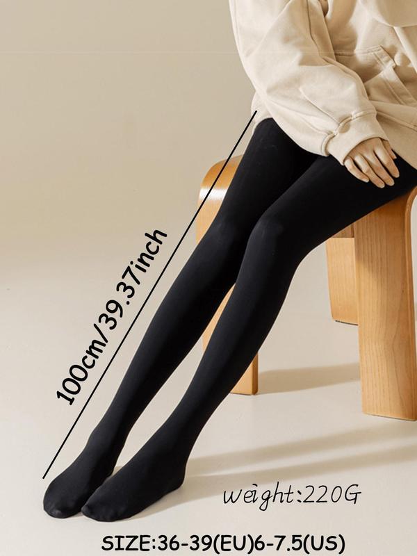 Women's Solid Thermal Lined Tights, Casual Comfy High Stretch Pantyhose for Fall & Winter, Women's Stockings for Daily Wear, Fall Wear, Fallfreshness Clothes
