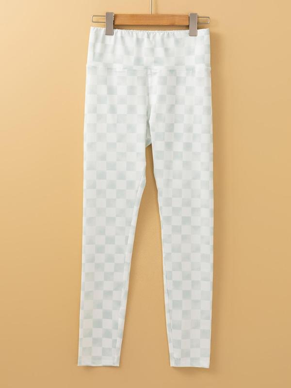Women's Checkerboard Print High Waist Leggings, Casual Comfy Skinny Pants for Daily Wear, Ladies Bottoms for Fall & Winter