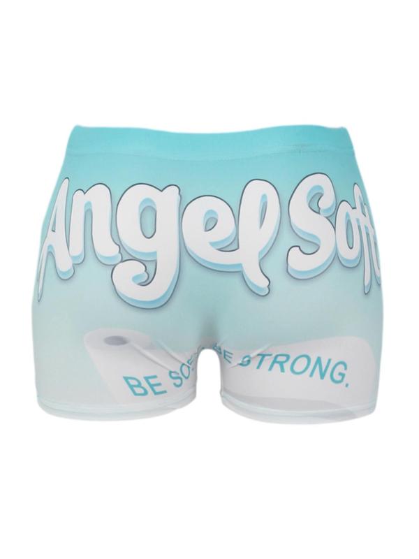 Women's Letter Print Elastic Waist Shorts, Casual Comfy Breathable High Waist Skinny Shorts for Daily Outdoor Wear, Ladies Bottoms for All Seasons
