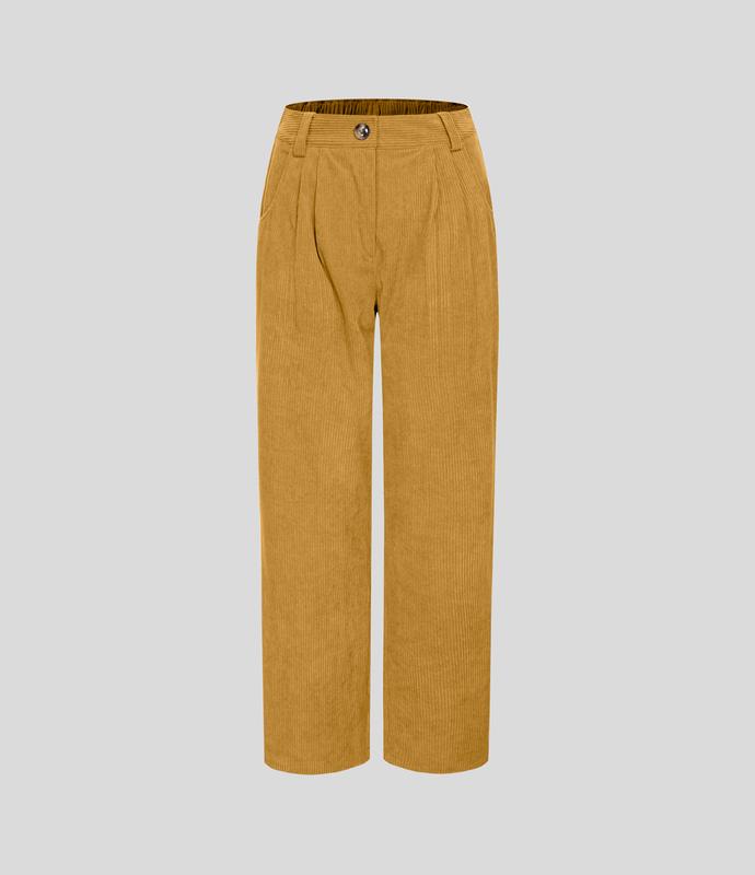 Halara Mid Rise Button Zipper Side Pocket Corduroy Casual Pants