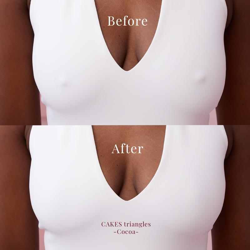 CAKES triangles - The first  GRIPPY, NOT STICKY triangle nipple covers designed for swim & tricky tops