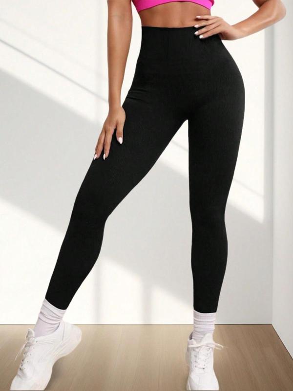 Women's Solid High Waist Seamless Leggings, Leggings for Women, Casual Comfy Breathable Skinny Pants for Daily Wear, Ladies Bottoms for Fall & Winter