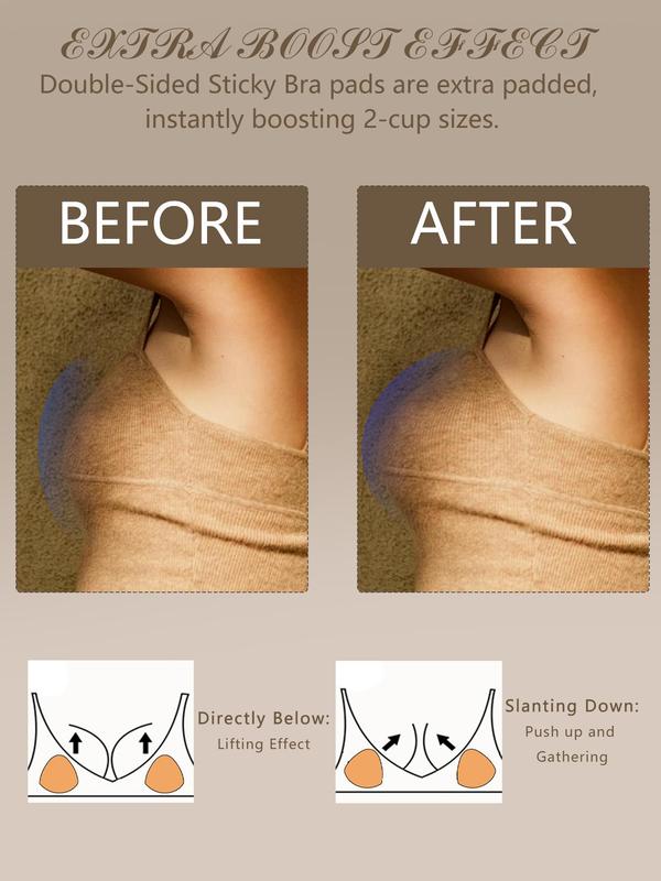 Women's Silicone Bra Insert, Double Sided Adhesive Push Up Breast Enhancer, Invisible Breast Lift Pads, Women's Lingerie Accessories for Daily Wear
