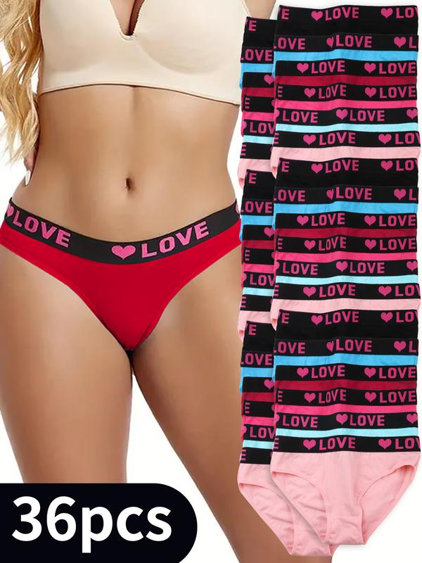 Women's 36pcs  Panty, Letter Tape Knicker, Comfy Breathable Seamless Panties，Soft Comfy Breathable Seamess Knicker for Daiy Wear., Multipack Underwear for All Seasons, Summer Wear 2024 Womenswear Comfort Bridal Print