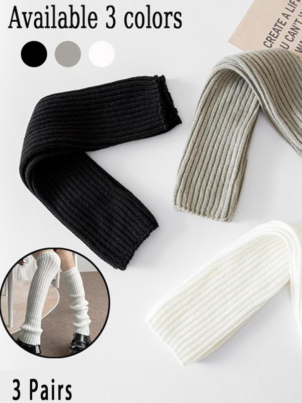 Women's Solid Leg Warmers, Casual Comfy Pile Socks, Knitted Leg Warmers for Fall & Winter Daily Wear
