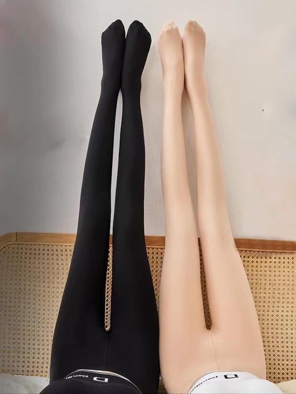 Women's Solid Thermal Lined Tights, Casual Comfy Warm Pantyhose for Fall & Winter, Women's Stockings for Daily Wear