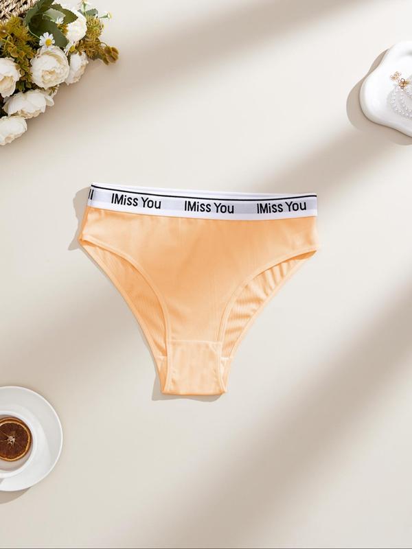 Plus Size Letter Tape Panty, Casual Comfy Breathable Knicker for Daily Wear, Women's Underwear for All Seasons