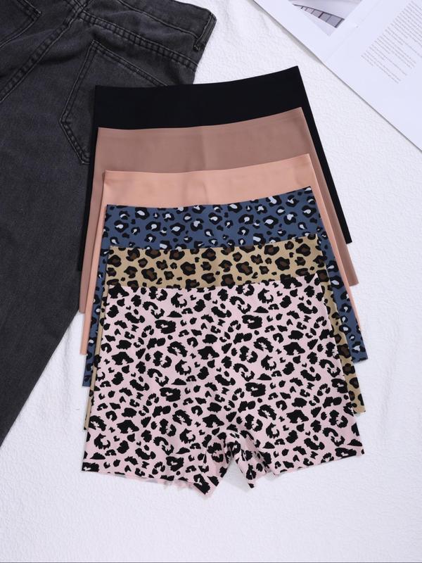 Women's Leopard Print Boyshorts, Soft Comfy Breathable Seamless Panty for Daily Wear, Underwear for All Seasons