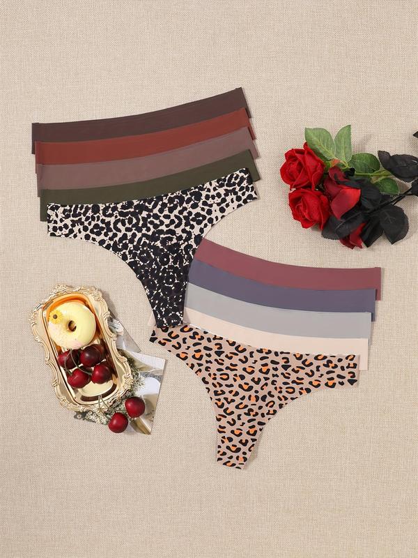 Women's Leopard Print Thong, Soft Comfy Breathable Seamless Panty for Daily Wear,  Panties for Women, Underwear for Women, Back To School Gifts, Ladies Underwear for All Seasons