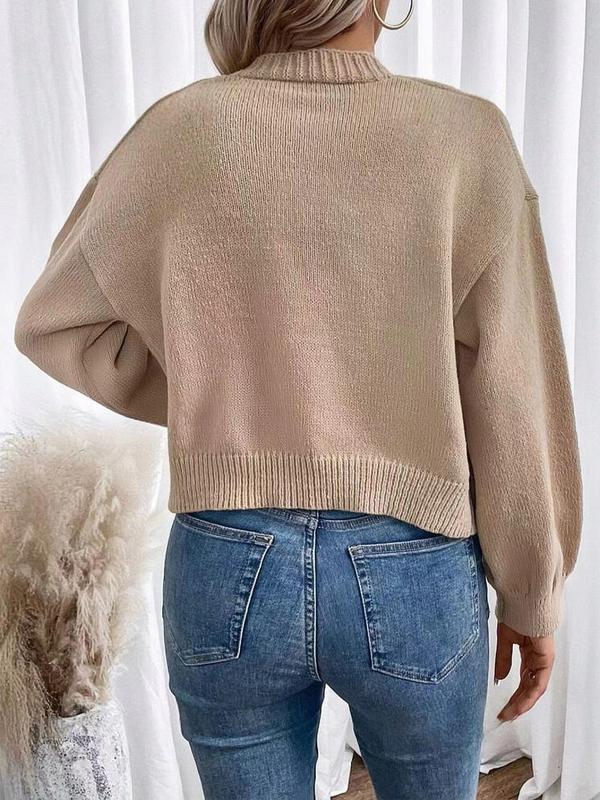 Women's Solid Color Copped Cami Knit Top & Drop Shoulder Open Front Cardigan Set, Women's 2 Piece Sets, 2 Counts Casual Fashion Cozy Knitwear for Daily Wear, Women Clothing for Spring Fall