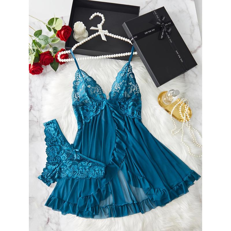 Deep V Thin Shoulder Strap Backless Fashion Design Nightdress, Women's Sexy Erotic Clothing