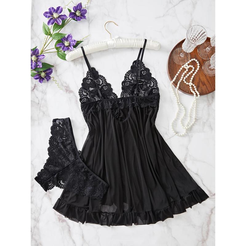 Deep V Thin Shoulder Strap Backless Fashion Design Nightdress, Women's Sexy Erotic Clothing
