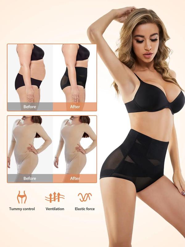 Women's High Waist Shapewear Panty, Solid Tummy Control Shapewear Clothing, High Stretch Seamless Shapewear Bottoms for Daily Wear, Fall Wear, Fallfreshness