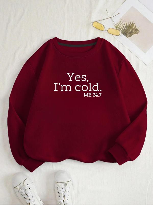 Women's Letter Print Round Neck Black Sweatshirt, Fashion Long Sleeve Crewneck Pullover for Lady Daily Casual Wear, Ladies Spring & Fall Clothes, Comfort Womenswear, Fall Clothes