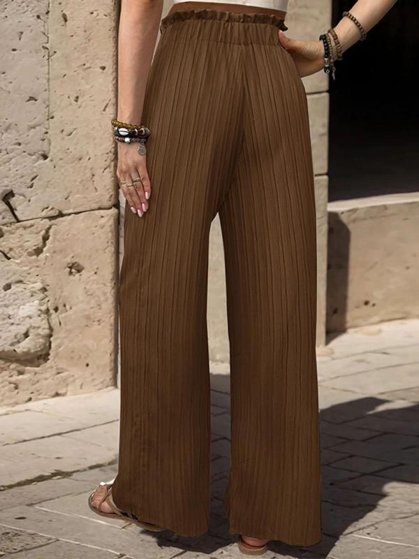 Women's Plain Paper Bag Waist Wide Leg Pants, Casual High Waist Tie Front Trousers for Summer,  Pants for Women, Fashion Women's Bottoms for Daily Wear