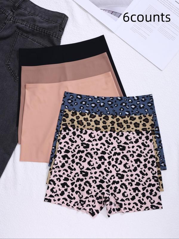 Women's Leopard Print Boyshorts, Soft Comfy Breathable Seamless Panty for Daily Wear, Underwear for All Seasons