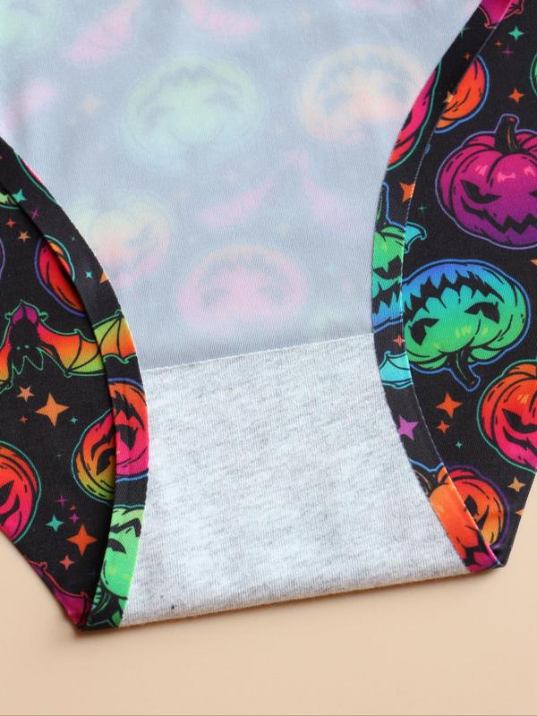 Women's Cartoon Cut Out Panty, Soft Comfy Breathable Glitter Halloween Tape Knicker for Daily Wear, Underwear for All Seasons