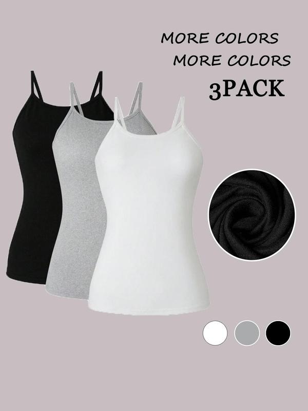 Women's Solid Cami Top, Summer Clothes Women, Summer Camisole Tops, Tank Tops for Women, Casual Sleeveless Spaghetti Strap Top for Summer, Tank Tops for Women, Women's Clothing for Daily Wear