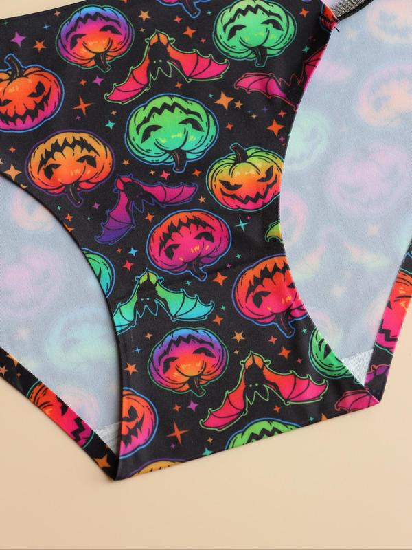 Women's Cartoon Cut Out Panty, Soft Comfy Breathable Glitter Halloween Tape Knicker for Daily Wear, Underwear for All Seasons