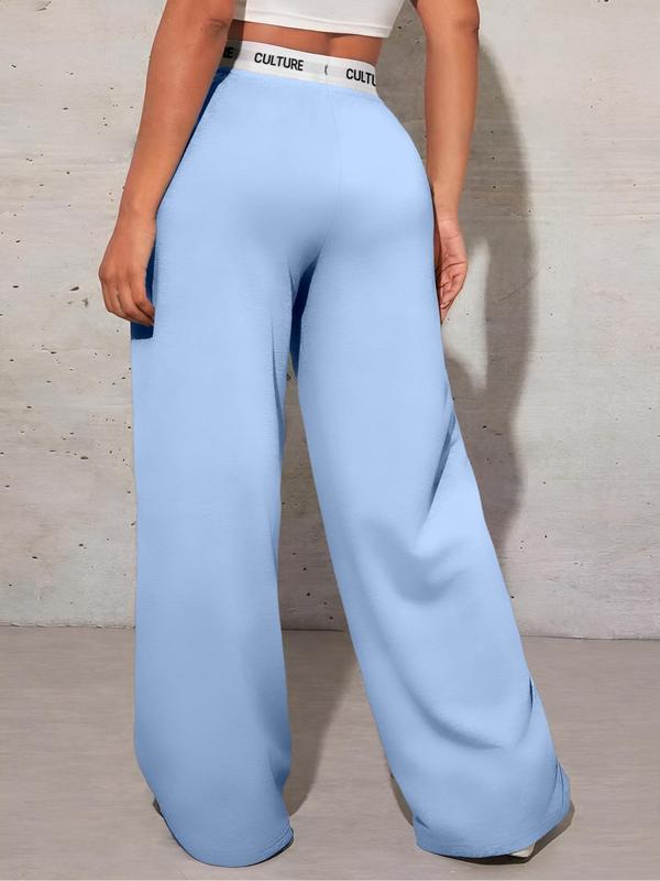 Women's Letter Tape High Waist Sweatpants, Casual Pocket Jogger Pants for Daily Wear, Ladies Bottoms for All Seasons, Downtown Girl Clothes Downtown Girl Clothes