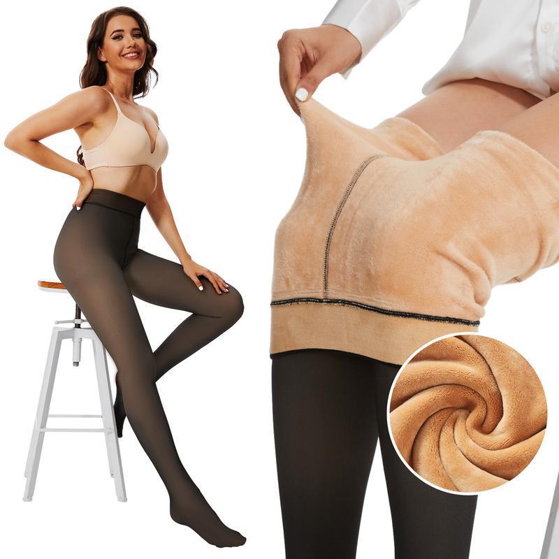 THE ORIGINAL!  •MAGIC FLEECE LINED LEGGINGS • CLOSED FOOT (LOOKS LIKE PANTYHOSE) Winter Comfort Fleece Tights Available in Plus Size and Brown Fur