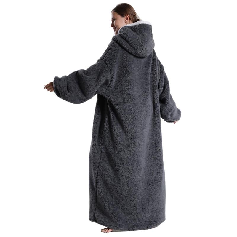 Solid Color Hooded Blanket, 1 Count Apple Pattern Oversized Blanket Hoodie, Ultra Soft Warm Wearable Blanket Sweatshirt for Women & Men, Gift for Ladies, Comfy Blanket