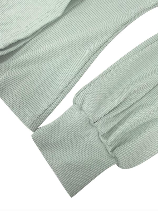 Women's Plain Bishop Sleeve Scoop Neck Tee, Casual Long Sleeve T-shirt for Fall & Winter, Women's Clothing for Daily Wear