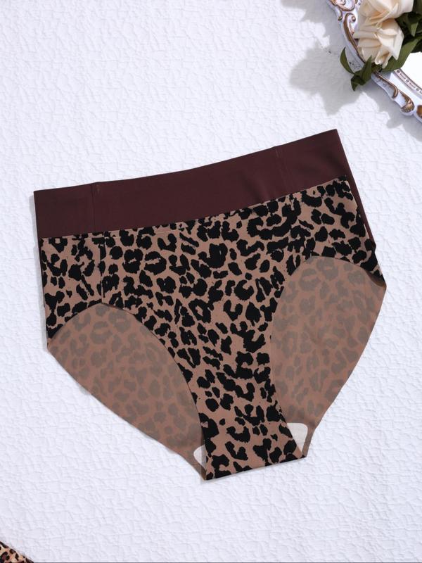 Women's Plain zebra Stripe leopard Print Seamless Panty, Casual Comfy Breathable Knicker for Daily Wear, Ladies Underwear for All Seasons