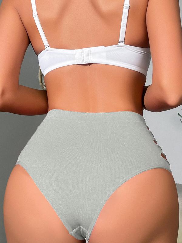 Women's Cut Out High Waist Knicker, Fashion Breathable Panty, Casual Comfy Underwear for Daily Wear