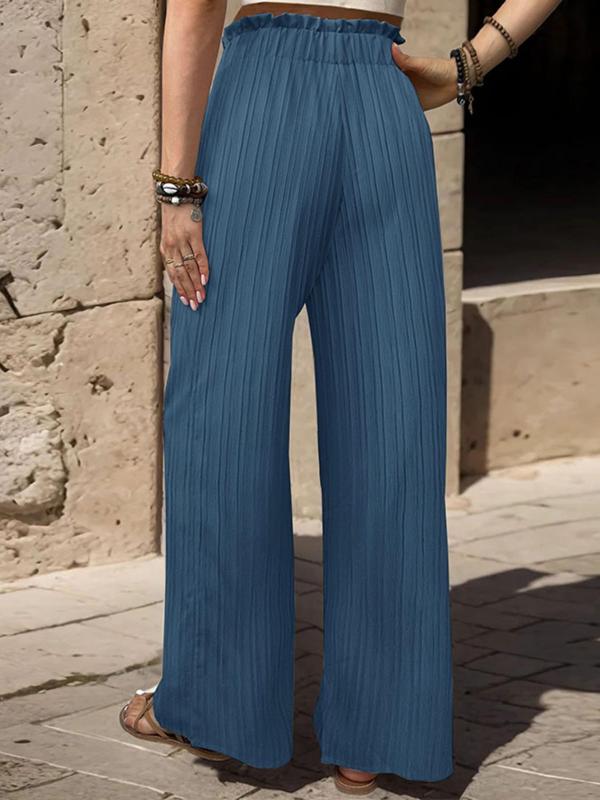 Women's Plain Paper Bag Waist Wide Leg Pants, Casual High Waist Tie Front Trousers for Summer,  Pants for Women, Fashion Women's Bottoms for Daily Wear